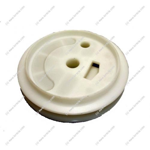 Recoil Starter Pully for Rotax 582. The main cause of replacement of this part is the wear of the central bore by friction on the metal axis of the casing of the starter.  Part #852286